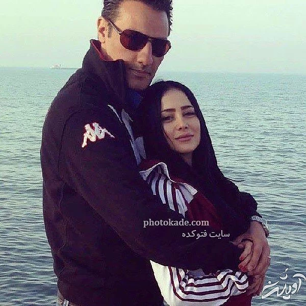 عکس الناز حبیبی در بغل شوهرش لب دریا